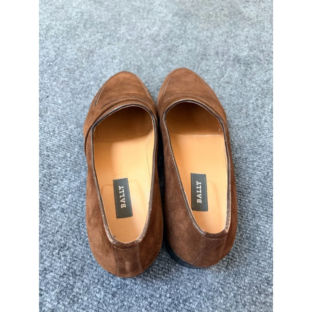 Bally Agro Brown Suede Penny Loafers Mens 10.5 B Made in Italy Slip On Shoes
